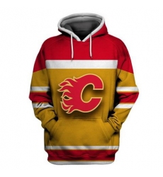 Men Calgary Flames Yellow All Stitched Hooded Sweatshirt