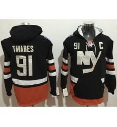 Men New York Islanders 91 John Tavares Dark Blue Name  26 Number Pullover NHL Hoodie