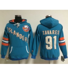 New York Islanders 91 John Tavares Baby Blue Women Old Time Heidi NHL Hoodie