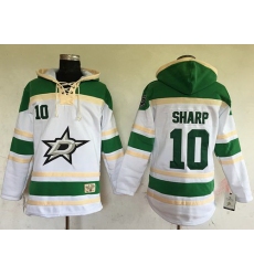 Men Dallas Stars 10 Patrick Sharp White Sawyer Hooded Sweatshirt Stitched NHL Jersey