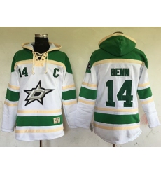 Men Dallas Stars 14 Jamie Benn White Sawyer Hooded Sweatshirt Stitched NHL Jersey