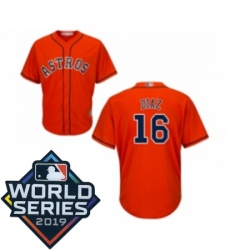 Mens Houston Astros 16 Aledmys Diaz Replica Orange Alternate Cool Base Baseball jersey