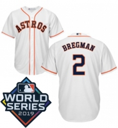Mens Majestic Houston Astros 2 Alex Bregman Replica White Home Cool Base Sitched 2019 World Series Patch Jersey