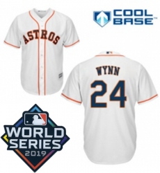 Mens Majestic Houston Astros 24 Jimmy Wynn Replica White Home Cool Base Sitched 2019 World Series Patch jersey
