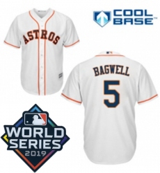 Mens Majestic Houston Astros 5 Jeff Bagwell Replica White Home Cool Base Sitched 2019 World Series Patch Jersey