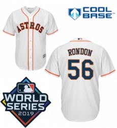 Mens Majestic Houston Astros 56 Hector Rondon Replica White Home Cool Base Sitched 2019 World Series Patch jersey