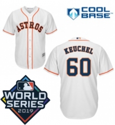Mens Majestic Houston Astros 60 Dallas Keuchel Replica White Home Cool Base Sitched 2019 World Series Patch Jersey