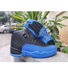 Men Air Jordan 12 Retro Men Shoes Black Blue