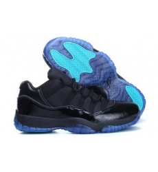 Air Jordan 11 Shoes 2014 Mens Low Graved Version Black Blue Jade