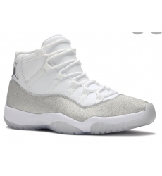 Men Air Jordan 11 White Silver Logo Retro Basketball Shoes