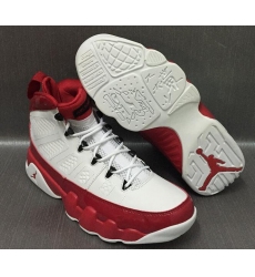 Men Air Jordan 9 White Throwback Red Shoes