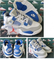 Air Jordan 4 Retro White Blue Nike Air Logo Men Shoes