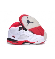 Air Jordan 5 Men Shoes White Red Black