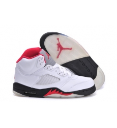 Air Jordan 5 Men Shoes White Red Gray