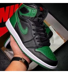 Men Air Jordan 1 Black Green Basketball Shoes