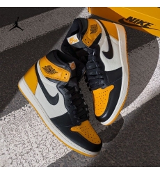 Men Nike Air Jordan 1 Black Yellow 2022 New Shoes