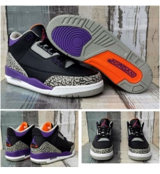 Air Jordan 3 Retro Black Purpel Men Shoes
