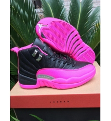Air Jordan 12 Wing Retro Women Shoes Black Pink