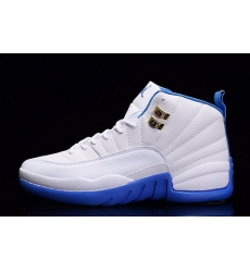 Jordan 12 Retro Women Shoes White Light Blue