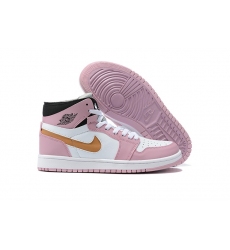 Women Jordan 1 2021 Pink White Shoes