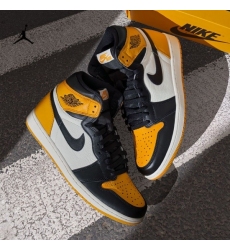 Women Nike Air Jordan 1 Black Yellow 2022 New Shoes