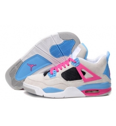 Air Jordan 4 Shoes 2013 Womens Anti Fur White Blue Pink