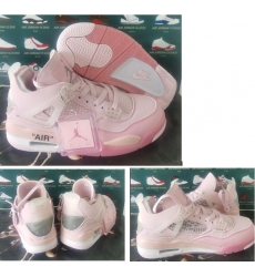 Women Air Jordan 4 Retro Pink X offi White Shoes