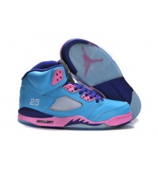 Air Jordan 5 Shoes 2013 Womens Grade AAA Light Blue Purple Pink