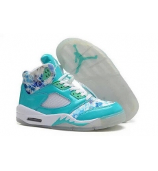 Air Jordan 5 Shoes 2014 Womens Cherry Blossoms Blue White