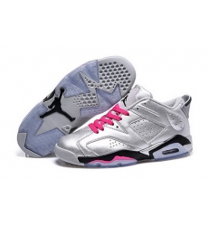 Air Jordan 6 Shoes 2015 Womens Low Silver Black Pink