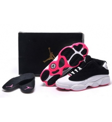 Air Jordan 13 Shoes 2015 Womens GS Low Black White Pink