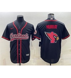 Men Arizona Cardinals 1 Kyler Murray Black Team Big Logo With Patch Cool Base Stitched Baseball Jersey