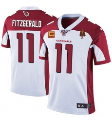 Men Arizona Cardinals 11 Larry Fitzgerald White With C Patch 26 Walter Payton Patch Limited Stitched Jersey
