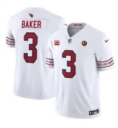 Men Arizona Cardinals 3 Budda Baker White 2023 F U S E  With 4 Star C Patch And With John Madden Patch Vapor Limited Stitched Football Jersey