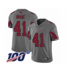 Men Arizona Cardinals #41 Kenyan Drake Limited Silver Inverted Legend 100th Season Football Jersey