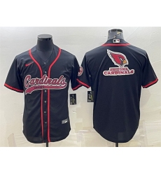 Men Arizona Cardinals Black Team Big Logo With Patch Cool Base Stitched Baseball Jersey