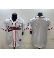 Men Arizona Cardinals Blank White With Patch Cool Base Stitched Baseball Jersey