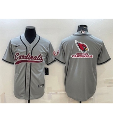 Men Arizona Cardinals Grey Team Big Logo With Patch Cool Base Stitched Baseball Jersey