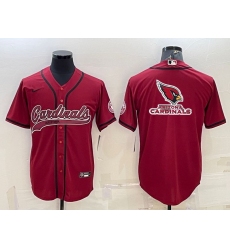 Men Arizona Cardinals Red Team Big Logo With Patch Cool Base Stitched Baseball Jersey