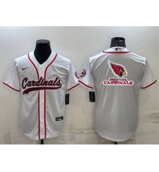 Men Arizona Cardinals White Team Big Logo With Patch Cool Base Stitched Baseball Jersey