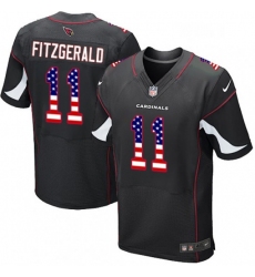 Men Nike Arizona Cardinals 11 Larry Fitzgerald Elite Black Alternate USA Flag Fashion NFL Jersey