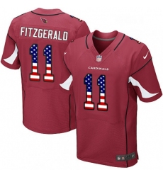 Men Nike Arizona Cardinals 11 Larry Fitzgerald Elite Red Home USA Flag Fashion NFL Jersey