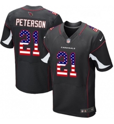 Men Nike Arizona Cardinals 21 Patrick Peterson Elite Black Alternate USA Flag Fashion NFL Jersey