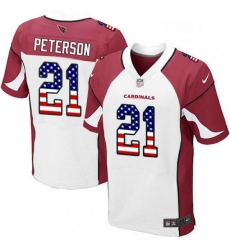 Men Nike Arizona Cardinals 21 Patrick Peterson Elite White Road USA Flag Fashion NFL Jersey