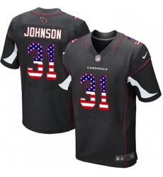 Men Nike Arizona Cardinals 31 David Johnson Elite Black Alternate USA Flag Fashion NFL Jersey