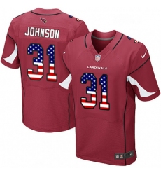 Men Nike Arizona Cardinals 31 David Johnson Elite Red Home USA Flag Fashion NFL Jersey