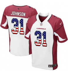 Men Nike Arizona Cardinals 31 David Johnson Elite White Road USA Flag Fashion NFL Jersey