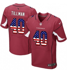 Men Nike Arizona Cardinals 40 Pat Tillman Elite Red Home USA Flag Fashion NFL Jersey