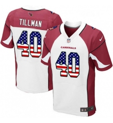 Men Nike Arizona Cardinals 40 Pat Tillman Elite White Road USA Flag Fashion NFL Jersey