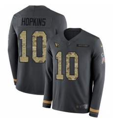 Nike Cardinals 10 DeAndre Hopkins Anthracite Salute to Service Men Stitched NFL Limited Therma Long Sleeve Jersey